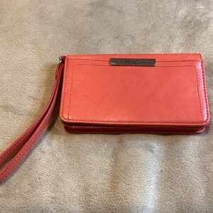 Relic Peachy Orange Vegan‎ Leather Wallet with wristlet strap